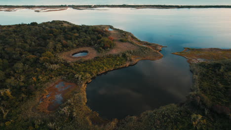 ninigret pond park lake water in rhode island united states forest aerial