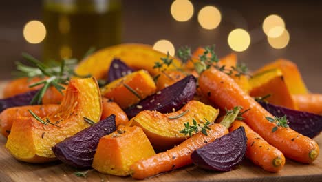 Roasted Carrots, Pumpkin, and Beets with Herbs