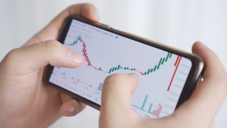 Close-up-view-of-stock-market-and-cryptocurrency-charts-from-phone.