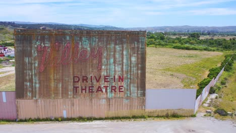 good aerial over an abandoned drive in movie theater in a rural area near lompoc california 1