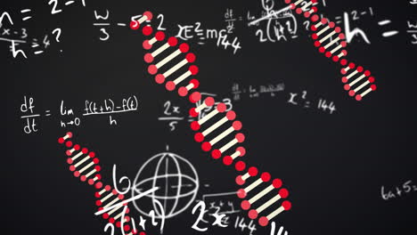 계산과 함께 dna 애니메이션은 글로벌 의학 연구를 상징합니다.