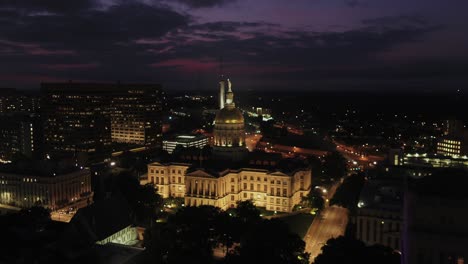 early morning aerial view of georgia state capital