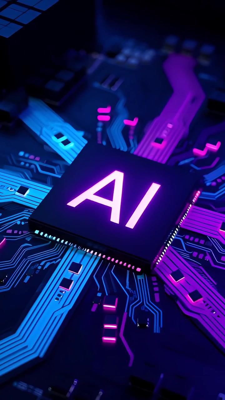 Futuristische KI-Chip-Motherboard-Technologie Hintergrund 4K
