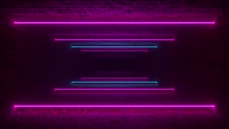 neon glowing tunnel in dark brick wall background