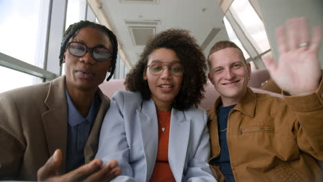 three friends in a cafe