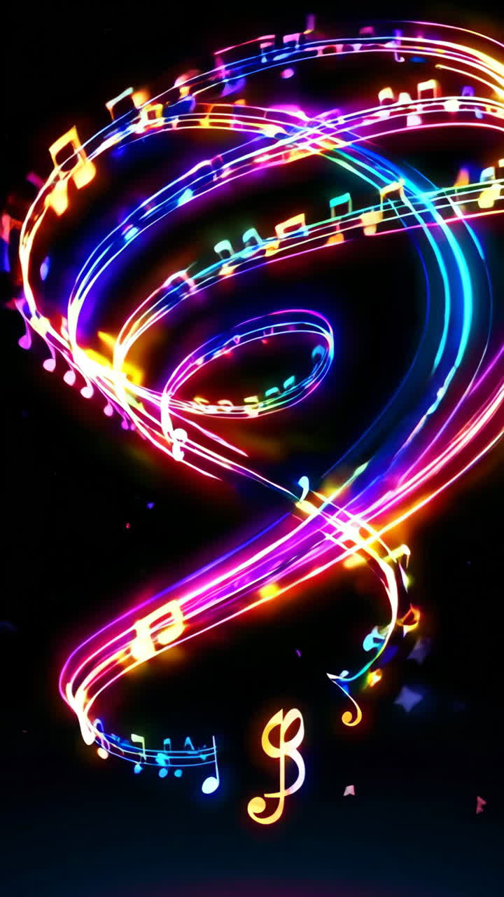 Abstract Glowing Musical Notes
