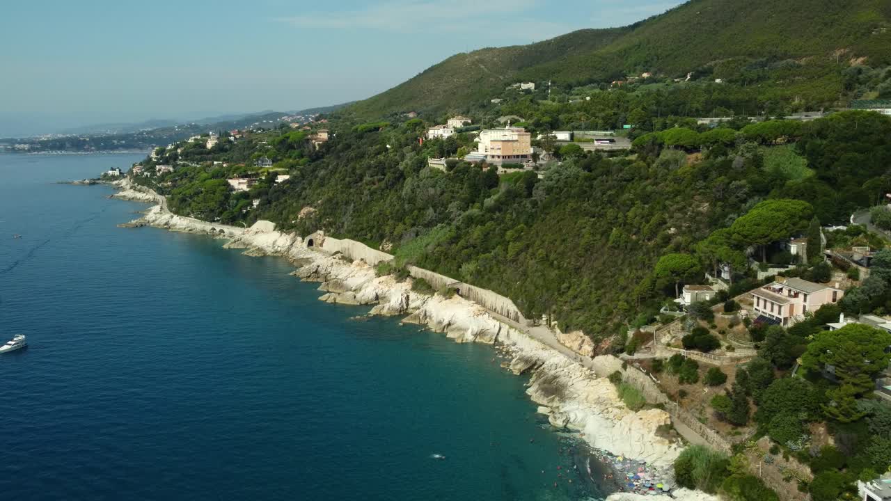Coastal View with Mountain and Houses