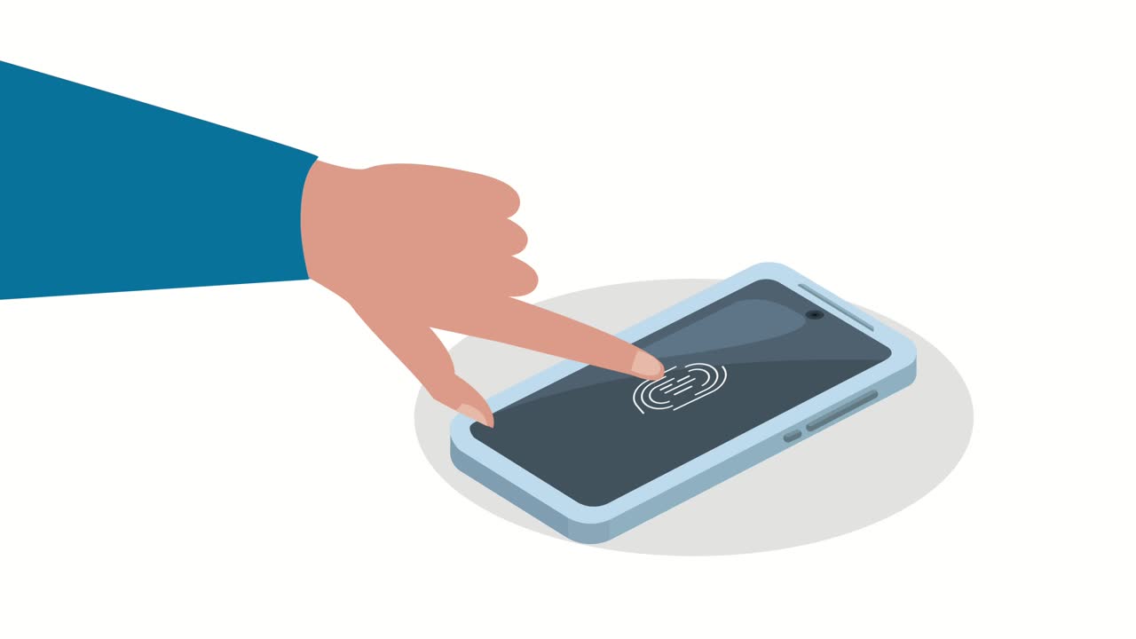 animación del dispositivo de teléfono inteligente con toque con la mano