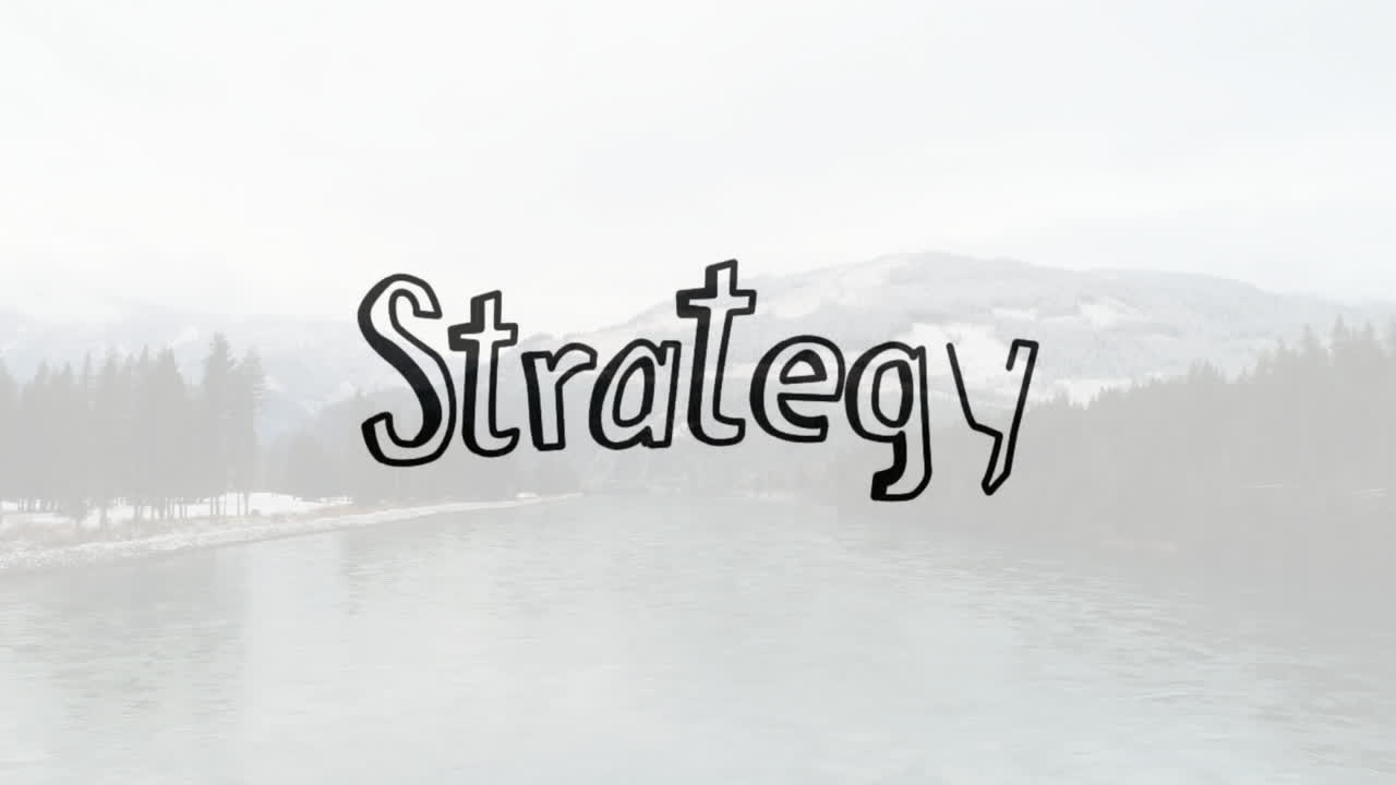 Animation of serene winter landscape with snow-covered mountains and trees