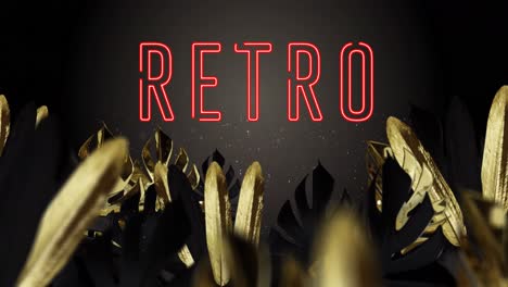 animación de texto retro sobre hojas sobre fondo gris