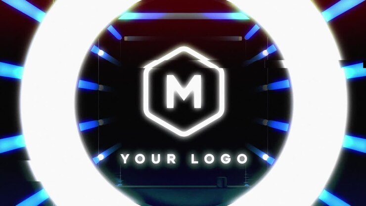Retro Neon Tunnel Logo Onthulling met Glitch Effecten