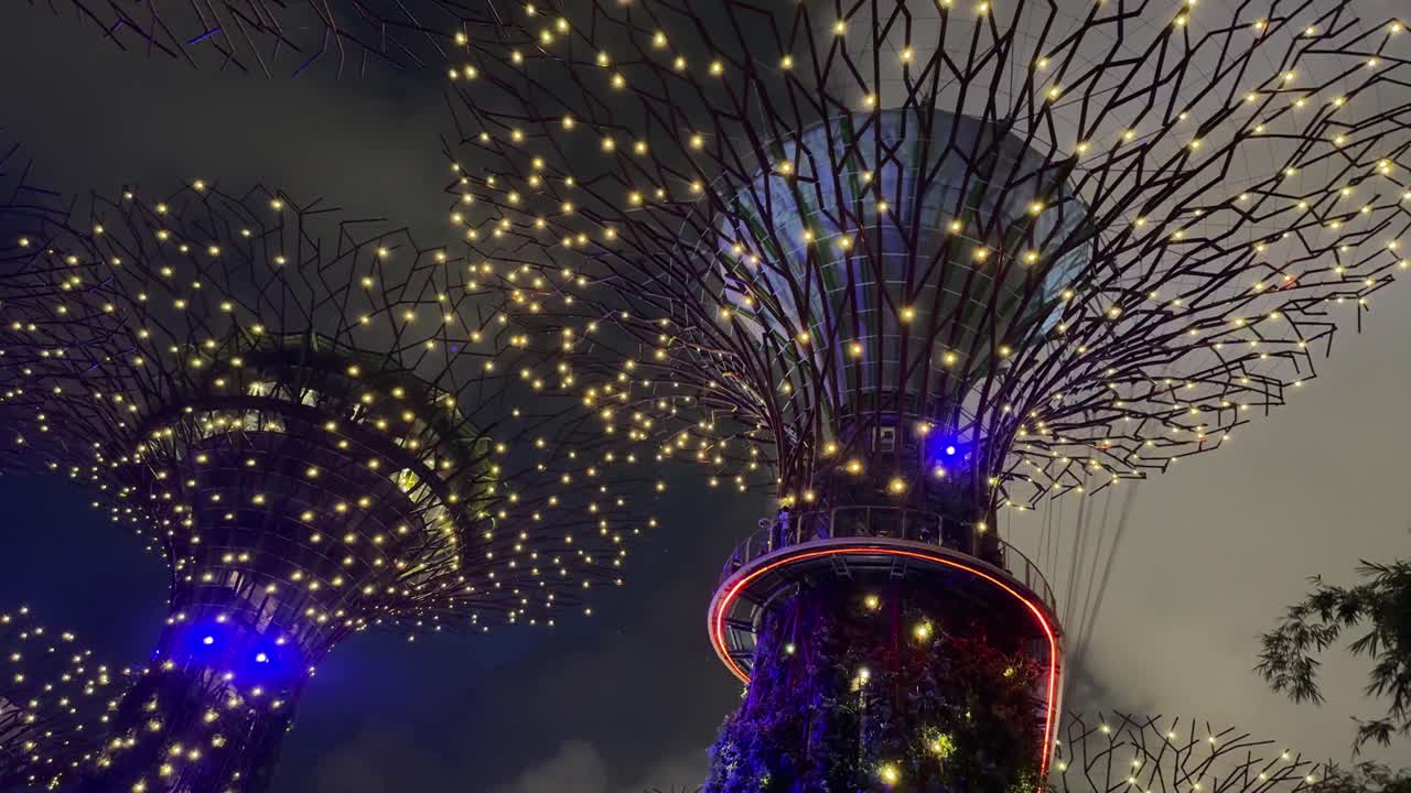 Singapore Gardens by the Bay, spettacolo di luci e musica di notte, Flower Dome, Asia