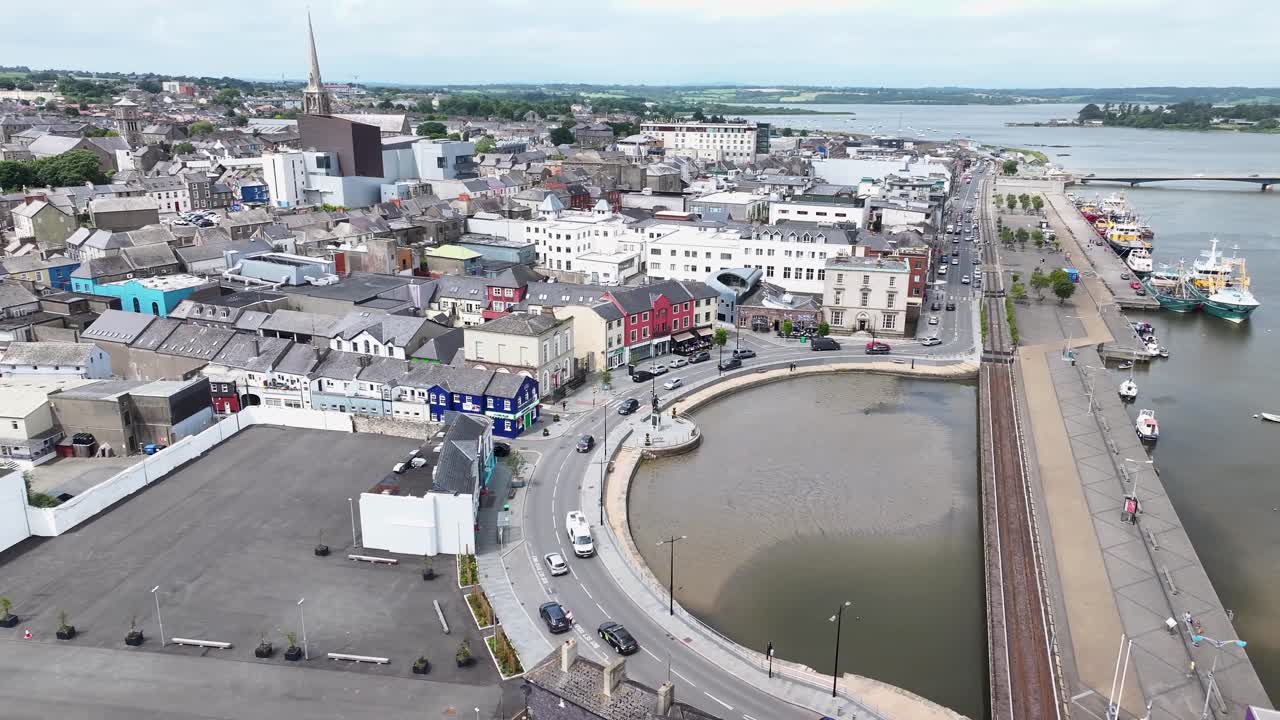 Aerial view of Wexford, Ireland, showcasing seaside town and shoreline
