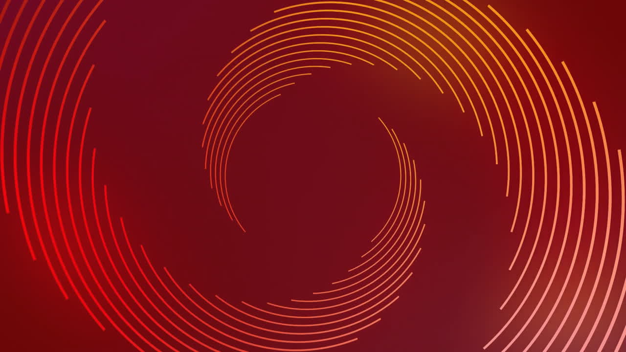 Rotating concentric circles animation over red background