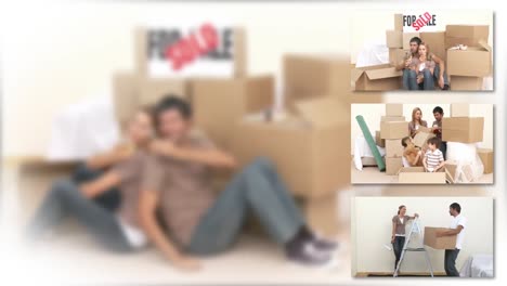 Montage-of-a-couple-moving-with-their-children