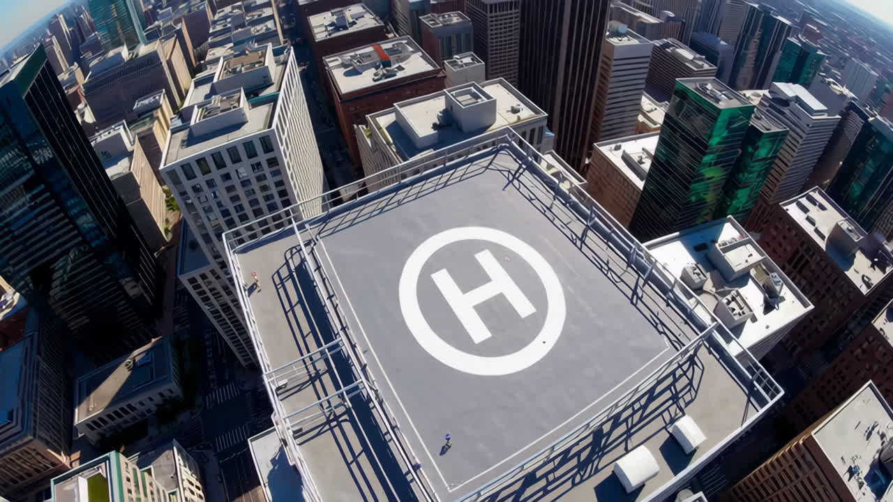 Helipad on Rooftop of Skyscrapers in a City