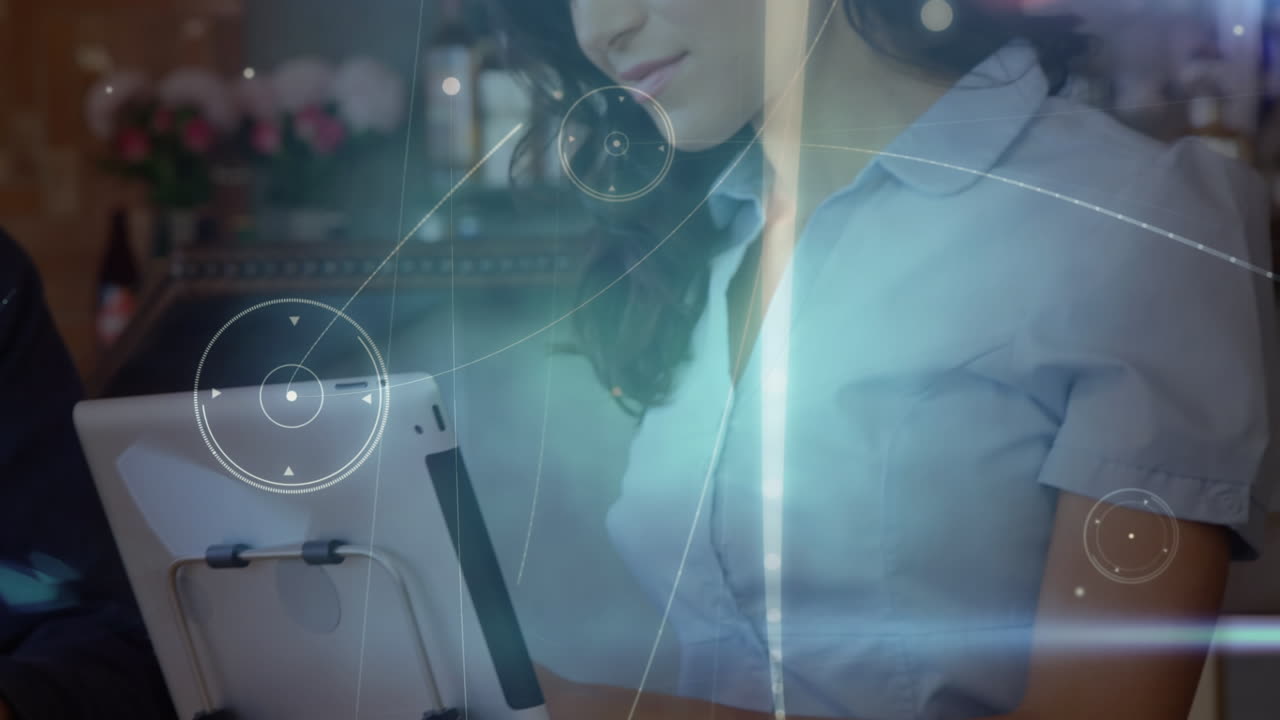 red de animación de conexiones a través de una doctora caucásica