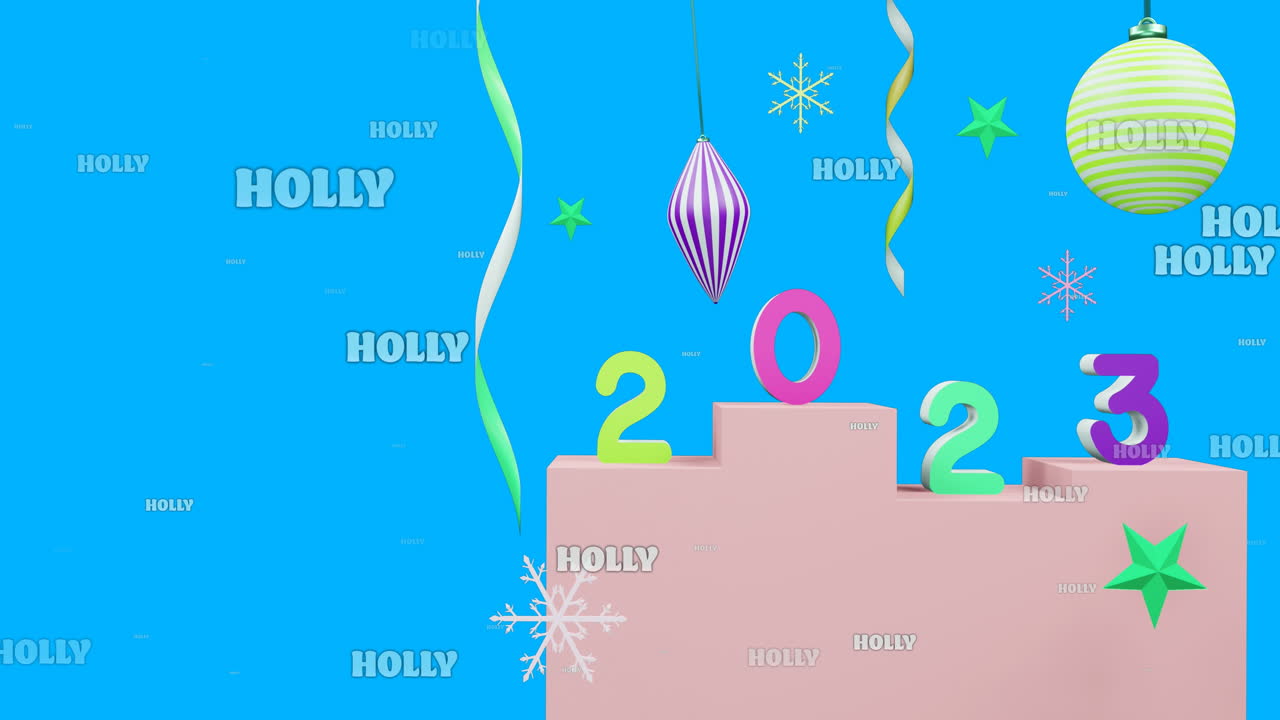 2023년 텍스트와 배경의 크리스마스 장식의 애니메이션