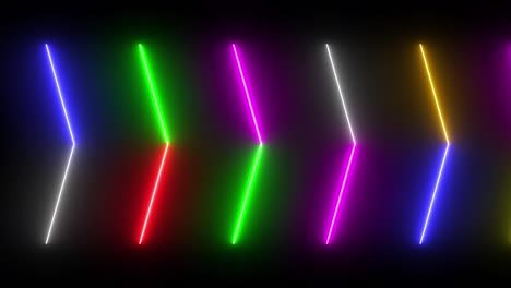 colorido abstracto movimiento borroso de línea de neón llamarada brillante parpadeante cabeza de flecha bucle de animación moviéndose al azar en un fondo negro.