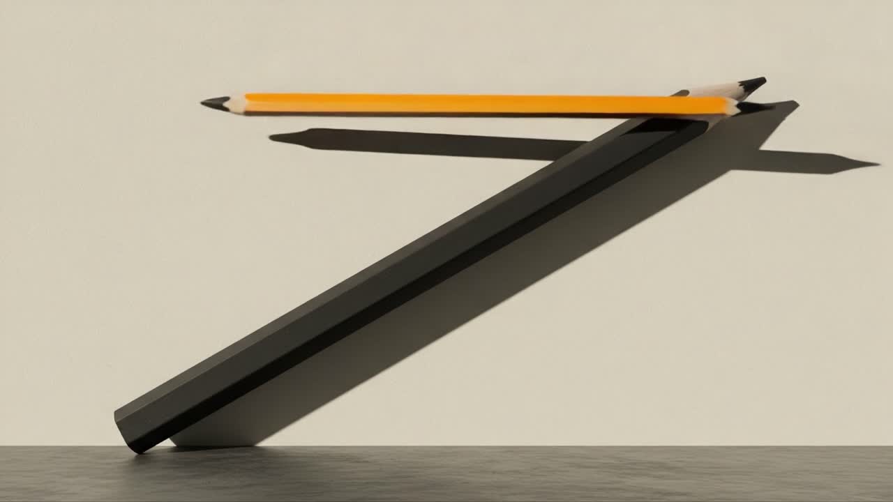 A Creative Display of Two Pencils Highlighting Shadow and Artistic Form on a Simple Surface, Capturing the Essence of Minimalism in Everyday Objects