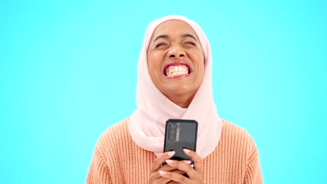Gesicht,-Telefon-Und-Muslimische-Frau