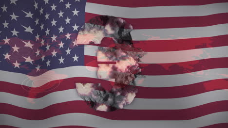 number 3 animation over american flag and world map background