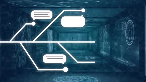 animación de chat generado por la ia contra pantallas con procesamiento de datos médicos