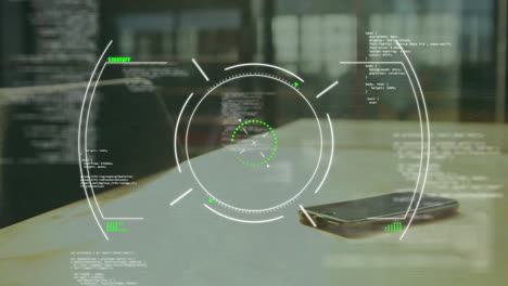 animación del alcance y procesamiento de datos a través de un teléfono inteligente