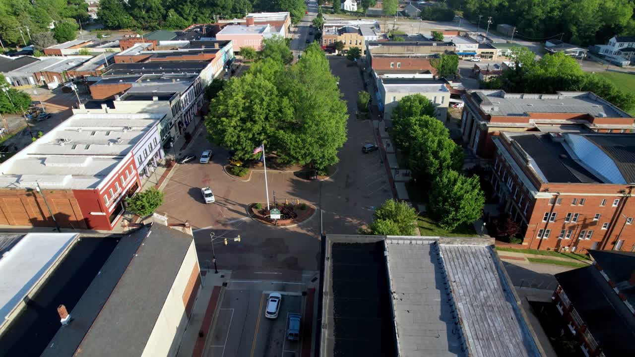 Veduta aerea dall'alto della città di Abbeville, SC, Abbeville, Carolina del Sud, piccola città americana
