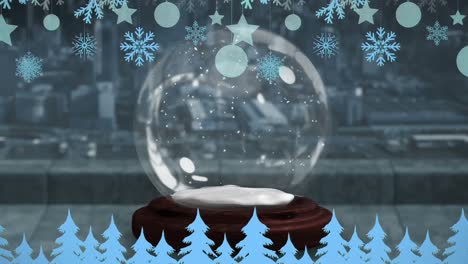 Animation-of-snow-globe-over-winter-landscape