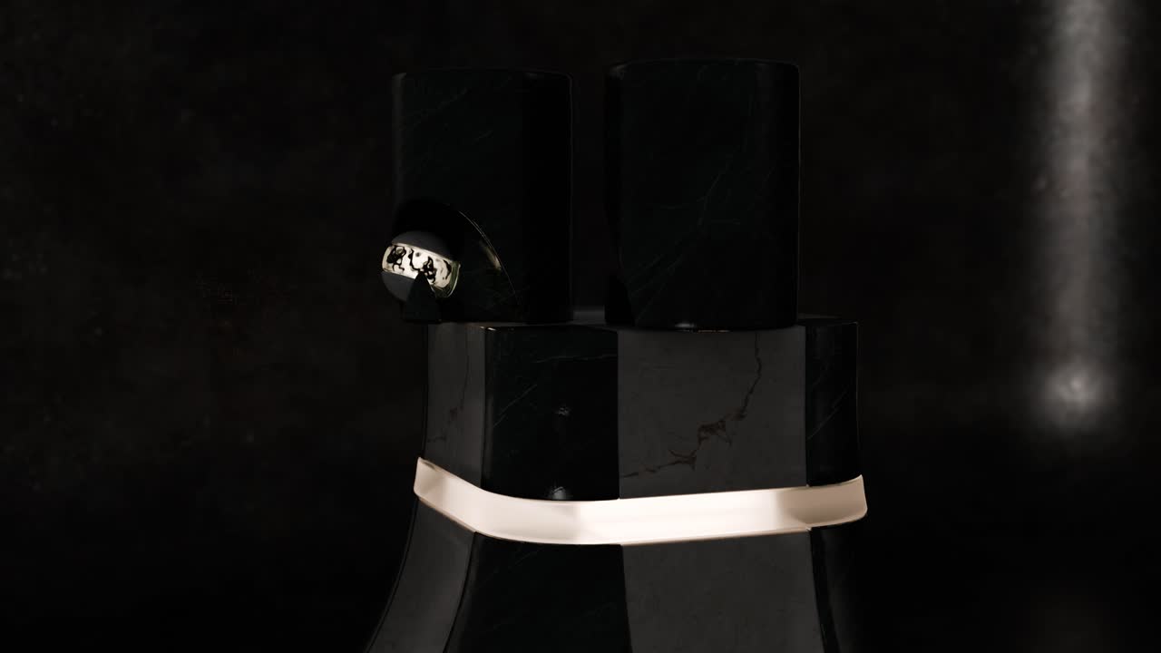 exhibición de productos de mármol negro de lujo