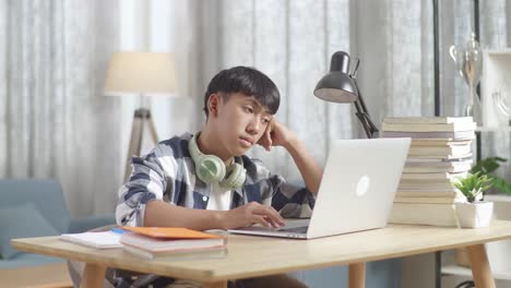 teenager studying at home