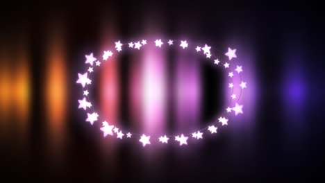 glowing oval of fairy lights on rainbow background