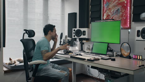 musician recording in home studio