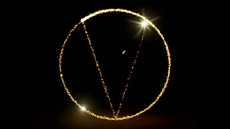 brillo de luz dibujando imágenes del símbolo del pentagrama. chispas brillantes creando estrellas en forma de círculo aisladas en fondo negro. animación de pentángulo brillante y brillante. signo esotérico brillante video 4k