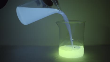 experimento de líquido brillante