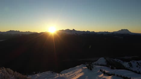 amazing sunrise over the mountains in whistler area, canada