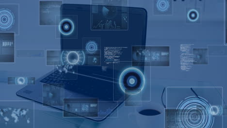 animación del procesamiento de datos en una computadora portátil
