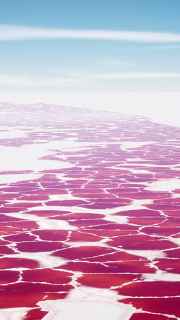 aerial view of a pink salt desert