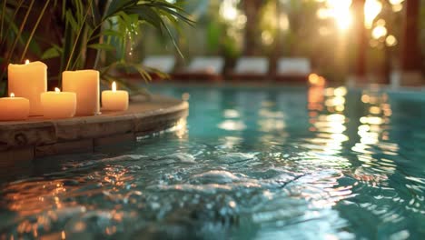 relaxing spa pool with candles