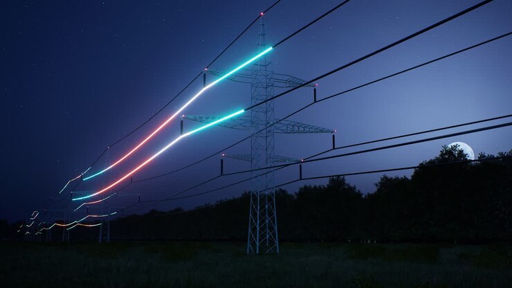 Energy travels through power pole wires