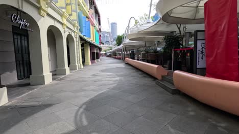 empty pedestrian zone in a shopping area.