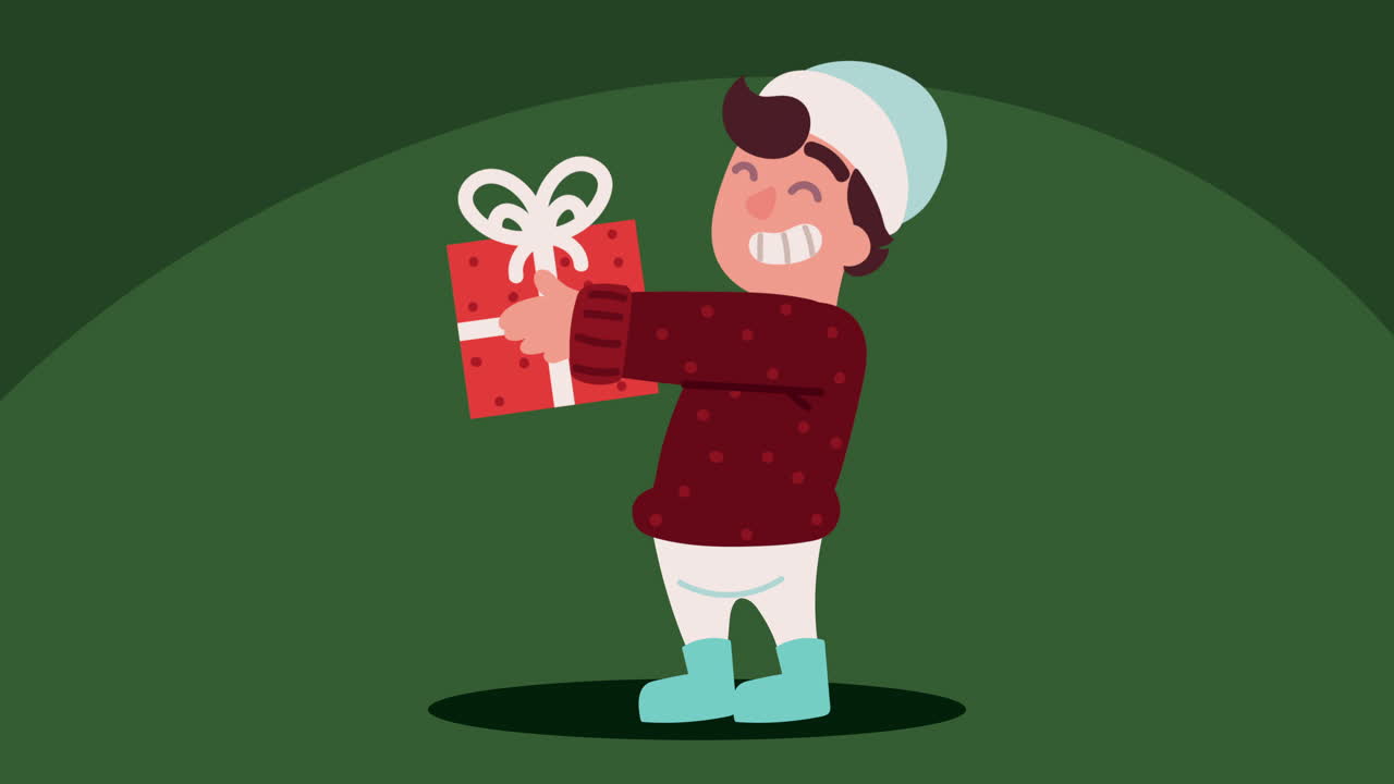 크리스마스 선물 을 받은 작은 소년