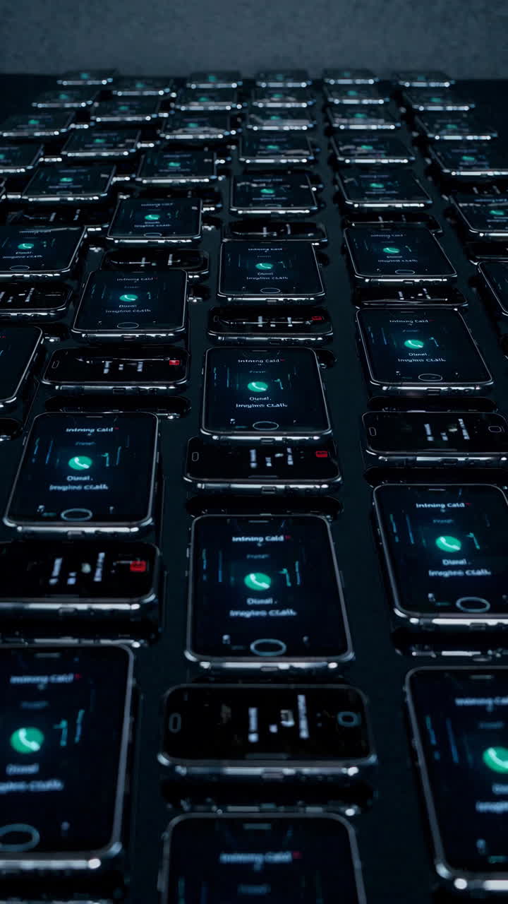 Many futuristic phones in a grid pattern