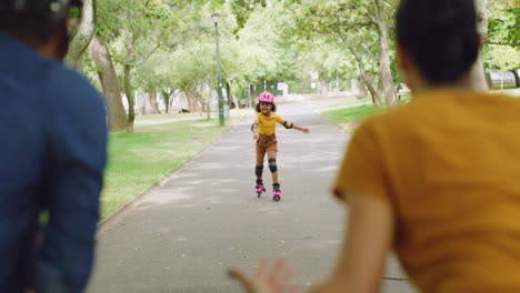 Fun-family-cheering-on-little-girl