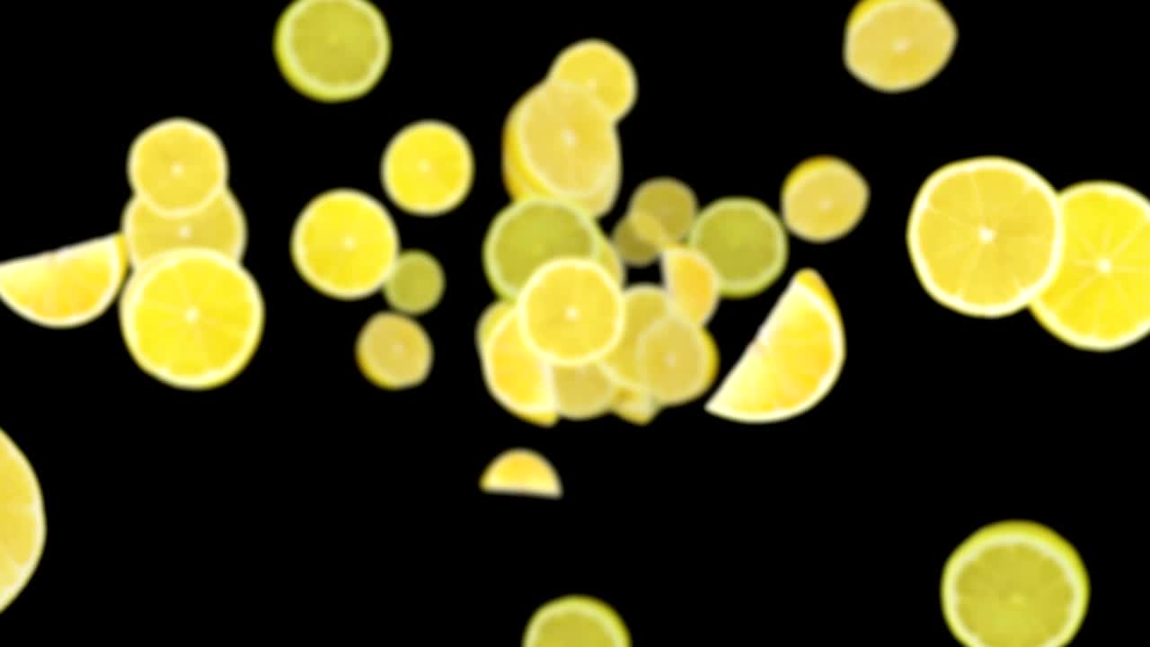 fondo de limones cayendo, bucle, con el canal alfa