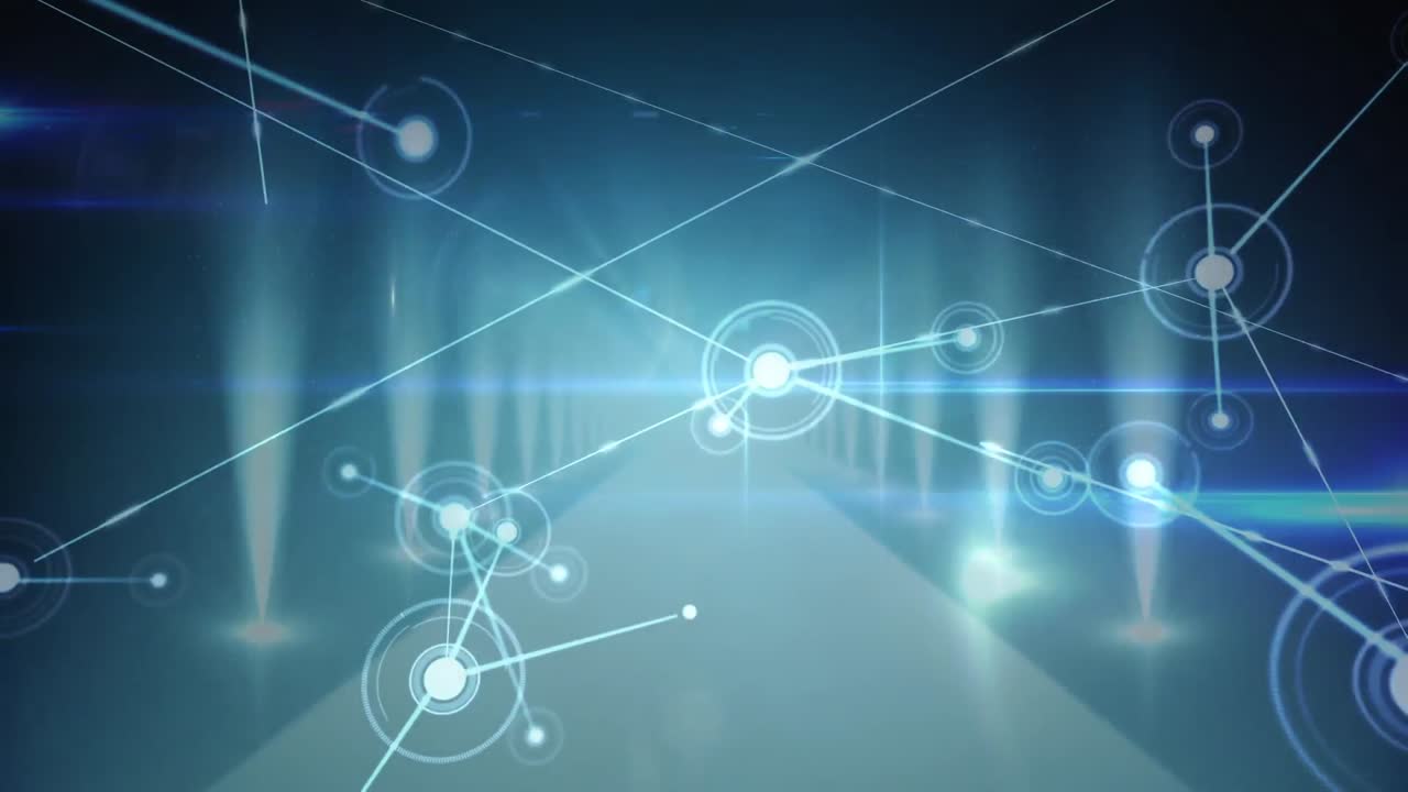 animación de la red de conexiones a través de luces azules