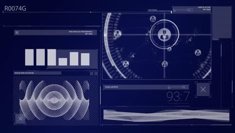 animación de las pantallas de la interfaz digital de la computadora escaneado