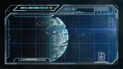 Flota-De-Naves-Espaciales-En-órbita-Terrestre---Hud-De-Computadora-Futurista