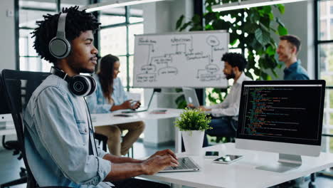 diverse team of developers in a modern office